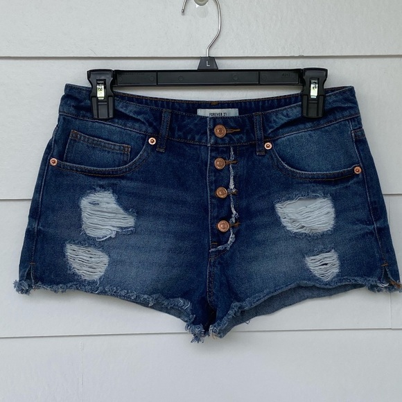 Forever 21 Pants - Forever 21 High Waisted Button Fly Jean Shorts 27